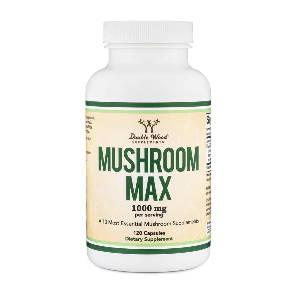 Double Wood Supplements – Mushroom Max 1000mg | 10 Mushroom Complex | 120 Capsules