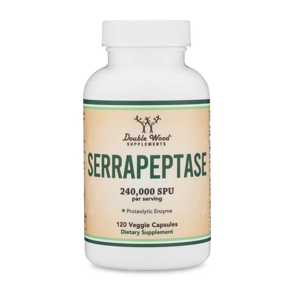 Serrapeptase 240,000 Spu by Double Wood – 120 Veggie Capsules