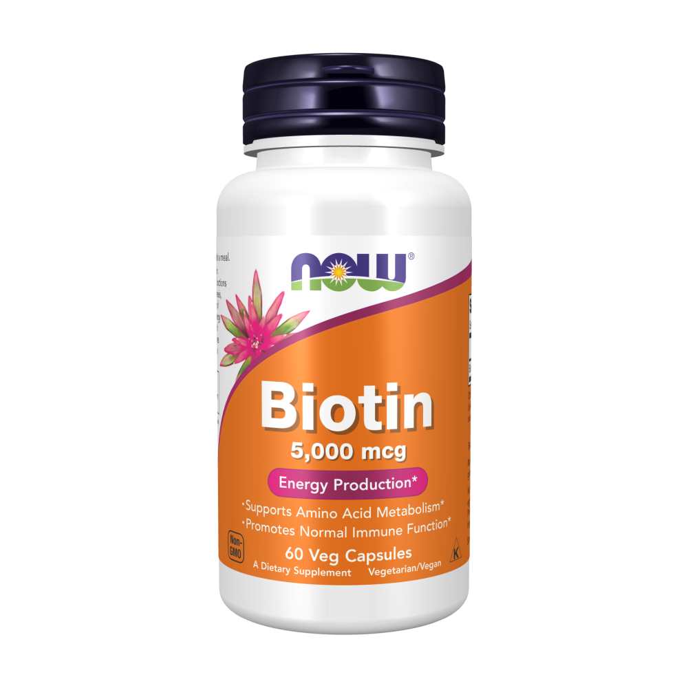 Now Foods Biotin 5,000 Mcg – Energy, Metabolism & Immune Support – 60 Veg Capsules