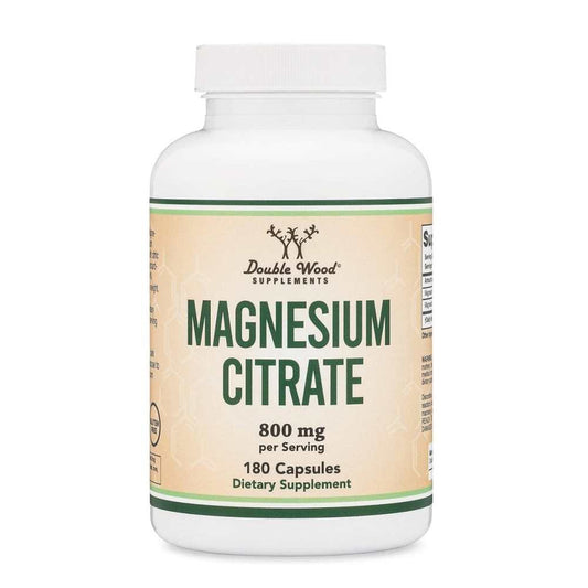 Double Wood Magnesium Citrate – 800 Mg per Serving – 180 Capsules