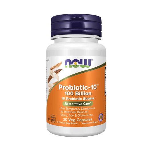 Now Foods Probiotic-10™ 100 Billion – Restorative Care – 10 Probiotic Strains – Gut & Intestinal Balance Support – 30 Veg Capsules