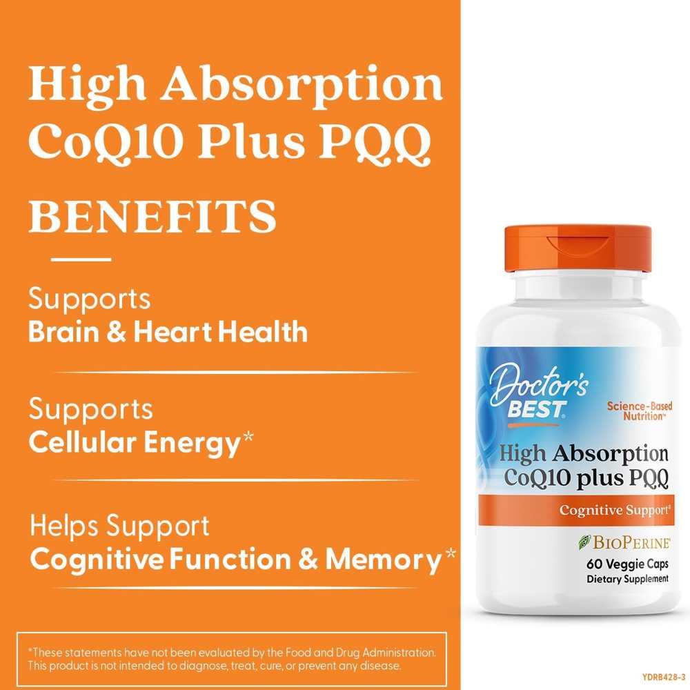 Doctor's Best Co Q10 100 Mg, Pqq 20 Mg, 60 Veggie Caps