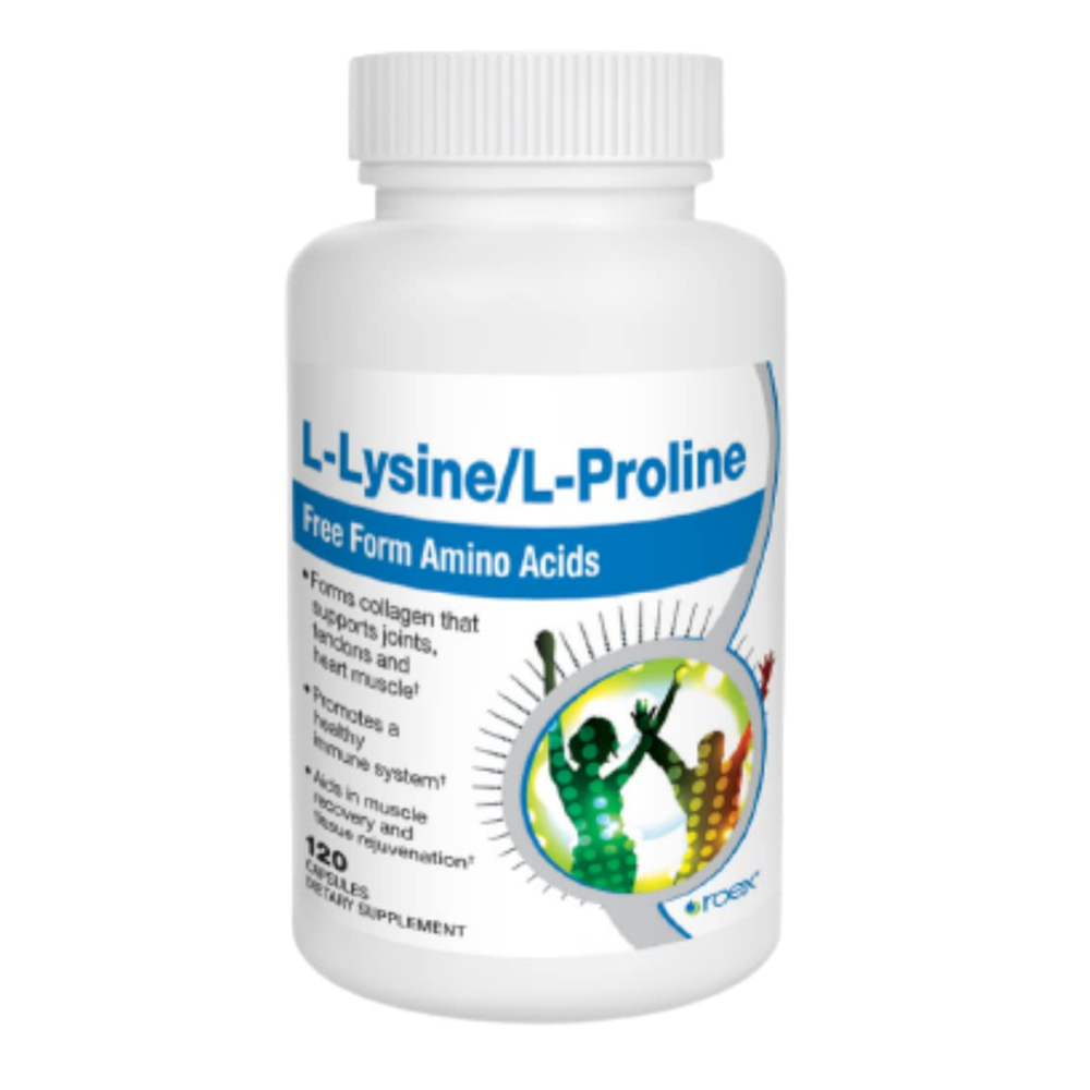 L-Lysine & L-Proline Amino Acids - Collagen Support & Muscle Recovery - 120 Capsules