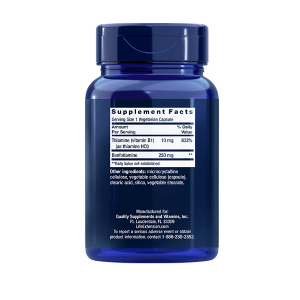 Life Extension Mega Benfotiamine 250 Mg, 120 Vegetarian Capsules