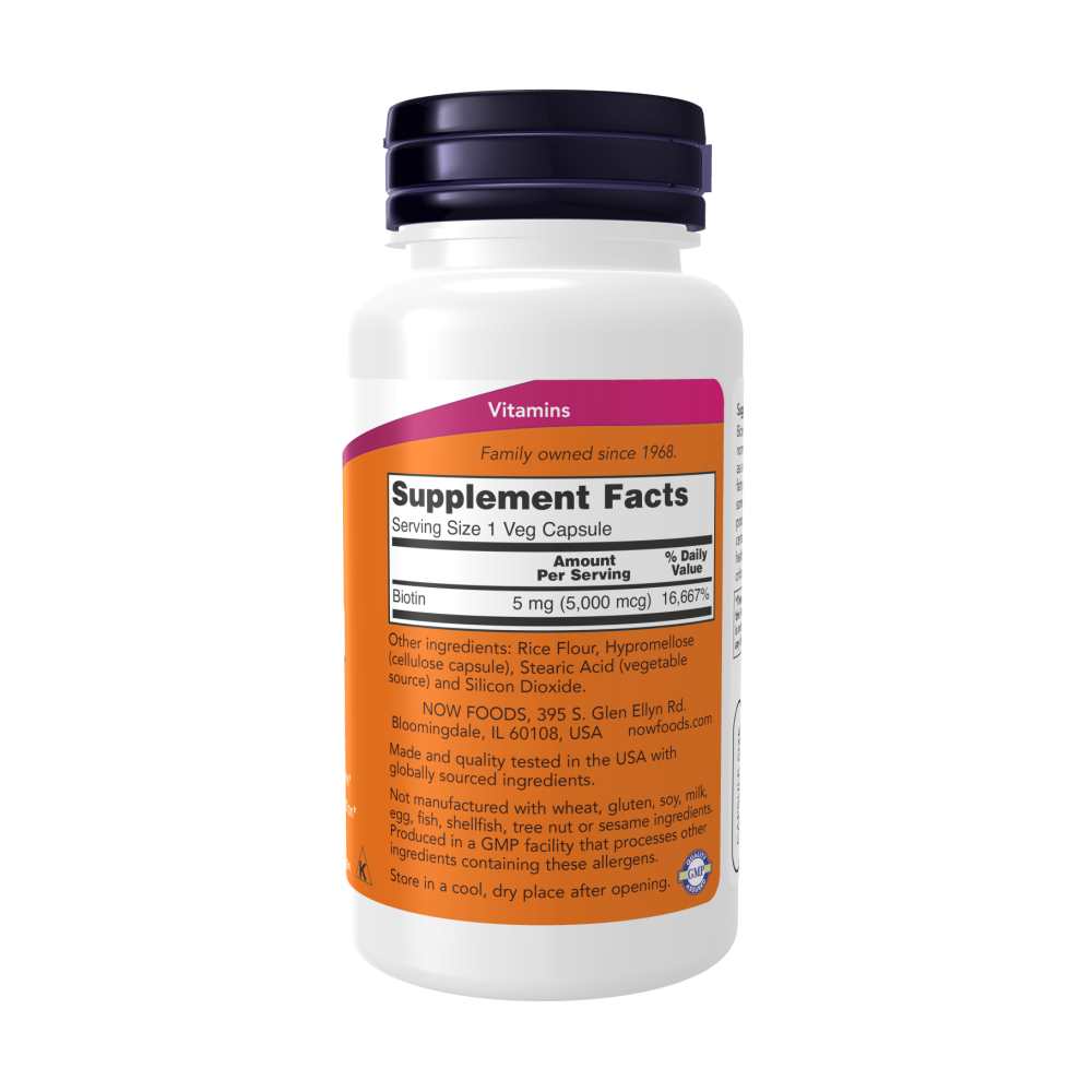 Now Foods Biotin 5,000 Mcg – Energy, Metabolism & Immune Support – 60 Veg Capsules