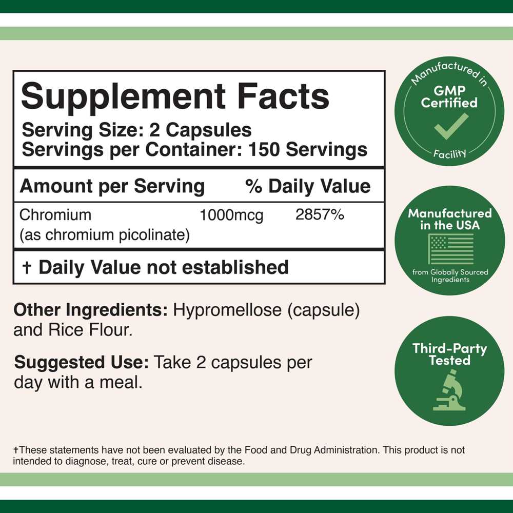 Double Wood Chromium Picolinate – 1000 Mcg Glucose Metabolism Support | 300 Capsules