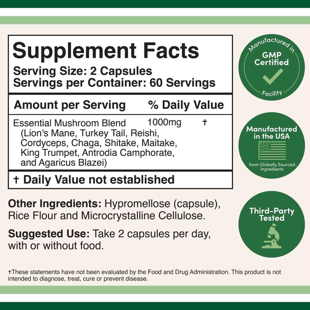 Double Wood Supplements – Mushroom Max 1000mg | 10 Mushroom Complex | 120 Capsules