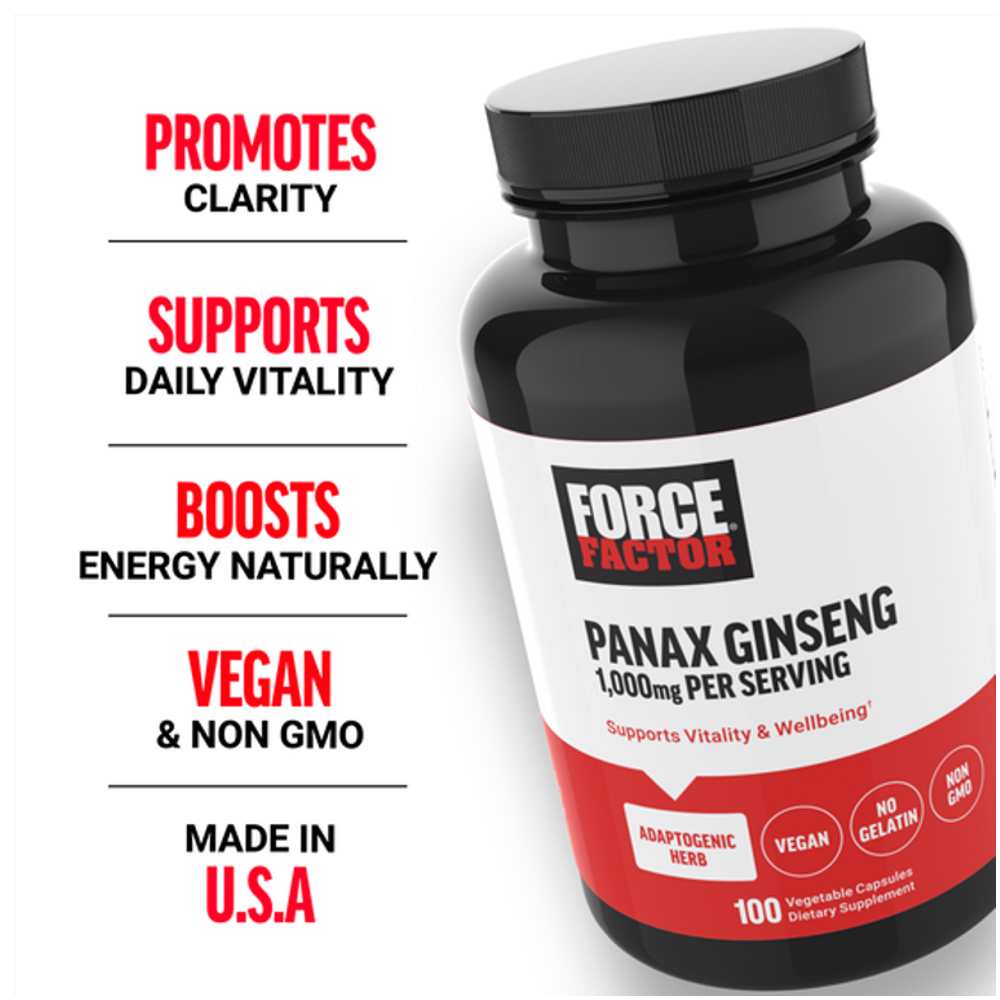Force Factor Panax Ginseng – 100 Capsules