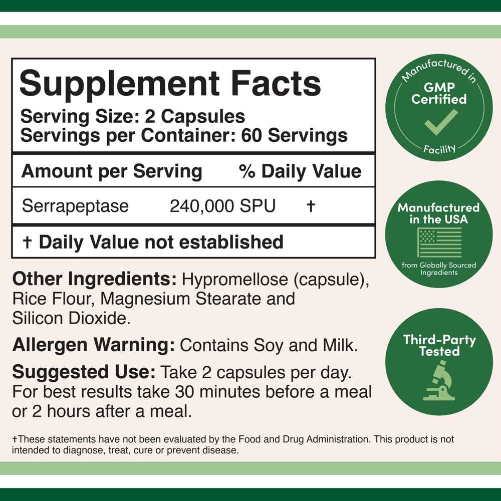 Serrapeptase 240,000 Spu by Double Wood – 120 Veggie Capsules