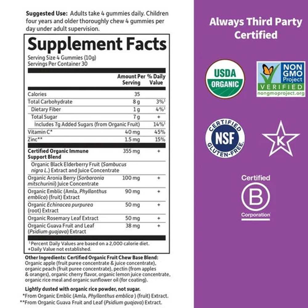 Garden of Life Organics Elderberry Immune 120 Gummy