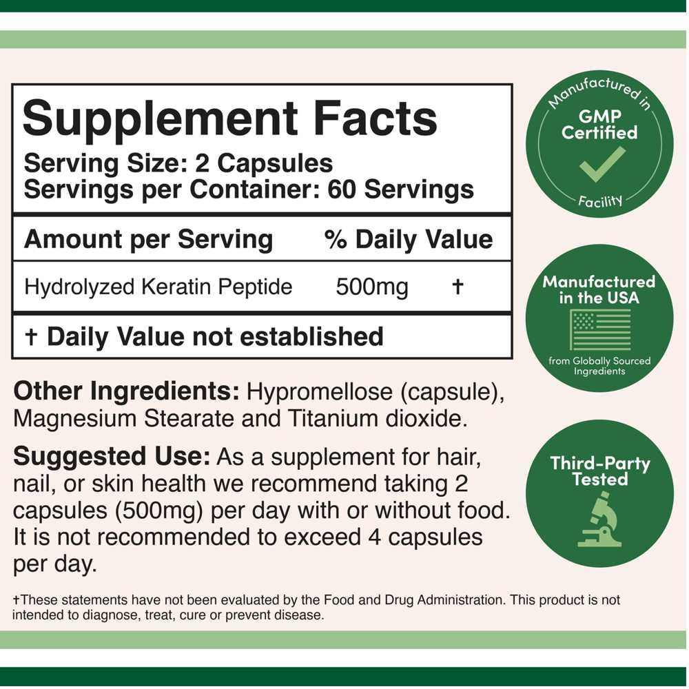 Double Wood Keratin – 500mg Beauty Support Formula | 120 Capsules