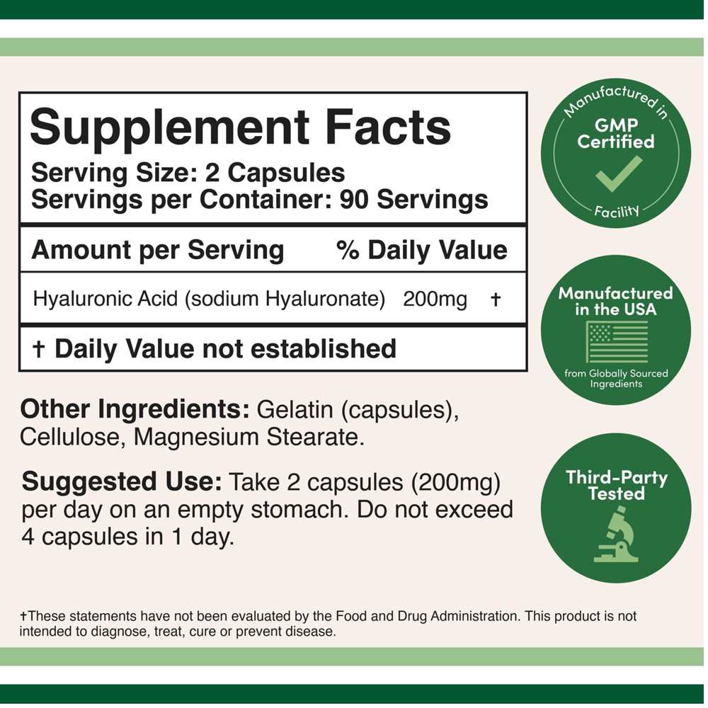 Double Wood Hyaluronic Acid 200mg – 180 Capsules