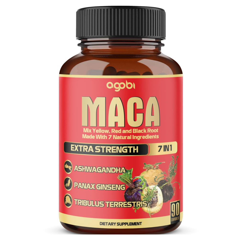 Agobi Maca Extra Strength 7-in-1 - 90 Capsules | Ashwagandha, Panax Ginseng, Tribulus Terrestris