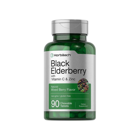 Horbäach Black Elderberry, Vitamin C and Zinc | 90 Chewable Tablets