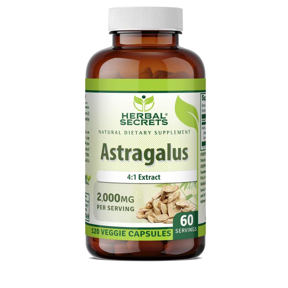 Herbal Secrets Astragalus Extract 2000 Mg per Serving 120 Veggie Capsules