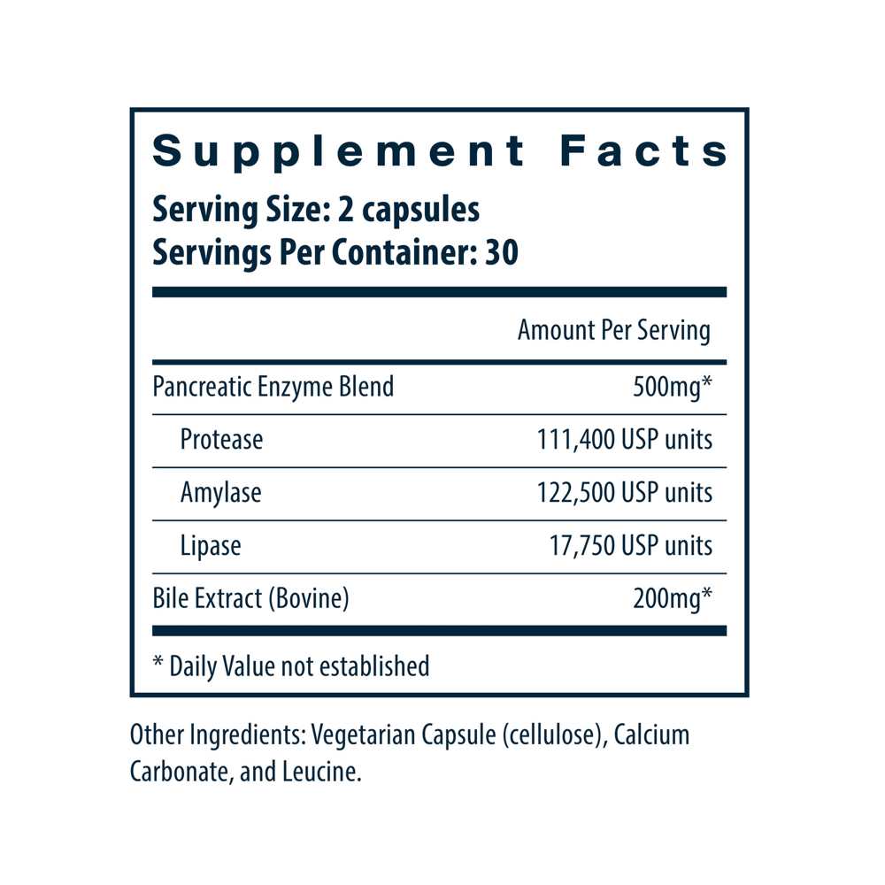Vital Nutrients Pancreatin & Ox Bile Extract 60 Caps