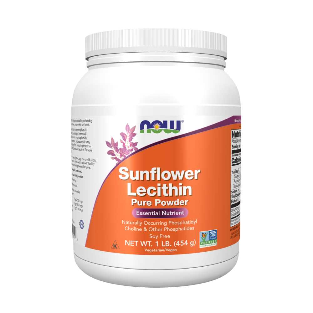 Now Foods Sunflower Lecithin Powder – Essential Nutrient with Natural Phospholipids – 1 Lb (454 G)