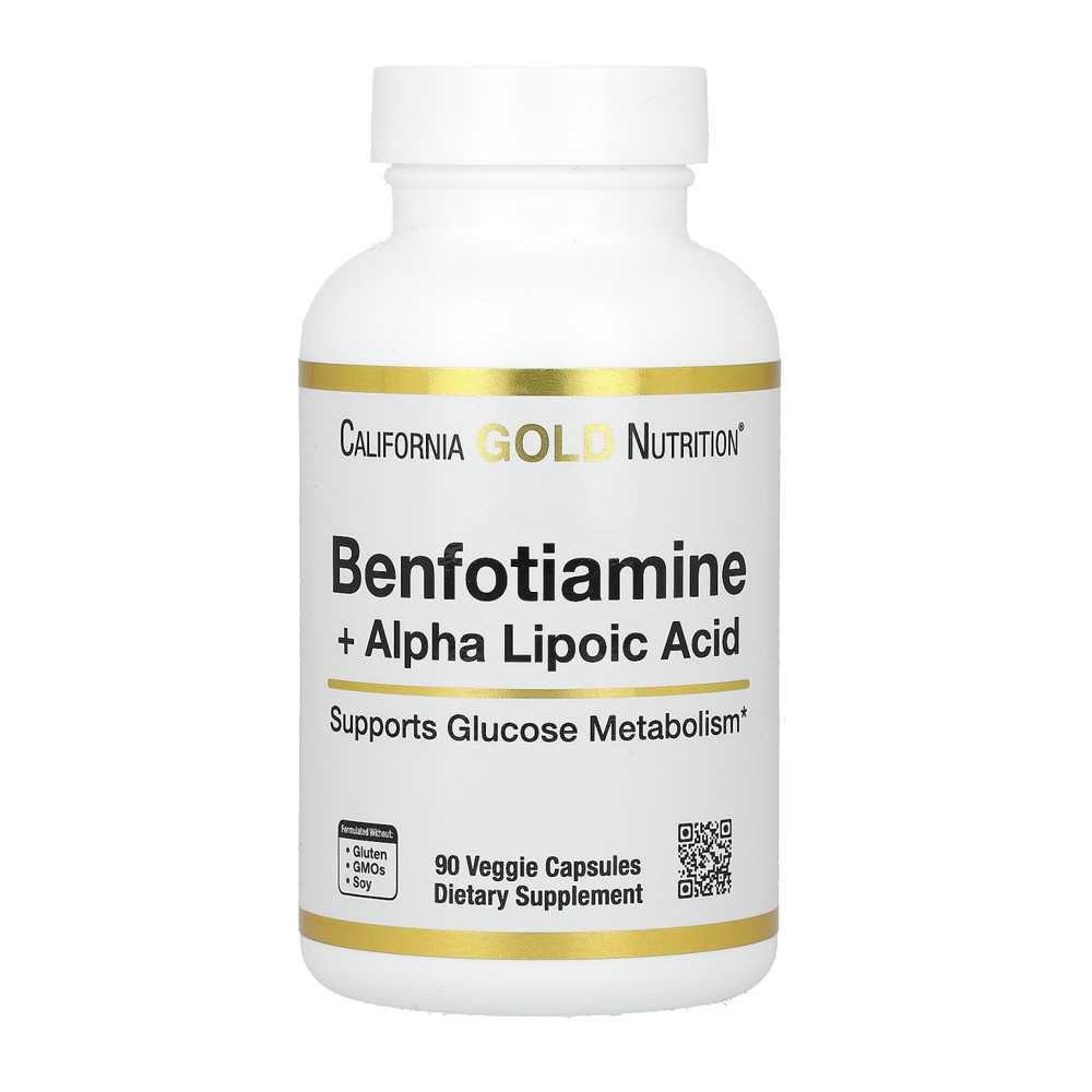 California Gold Nutrition Benfotiamine + Alpha Lipoic Acid – Supports Glucose Metabolism – 90 Capsules