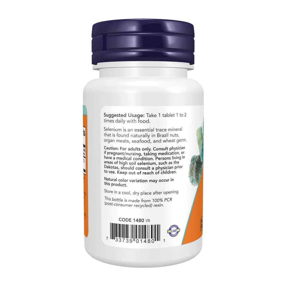 NOW Selenium 100mcg – Essential Mineral Support | Vegan | 100 Tablets