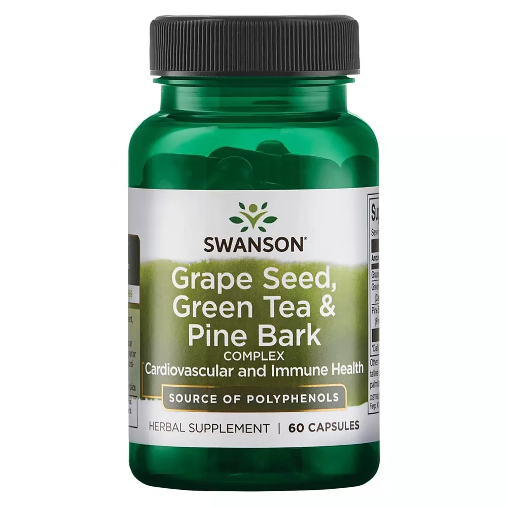 Grape Seed Extract + Green Tea + Pine Bark By Swanson - Cardiovascular And Immune Support