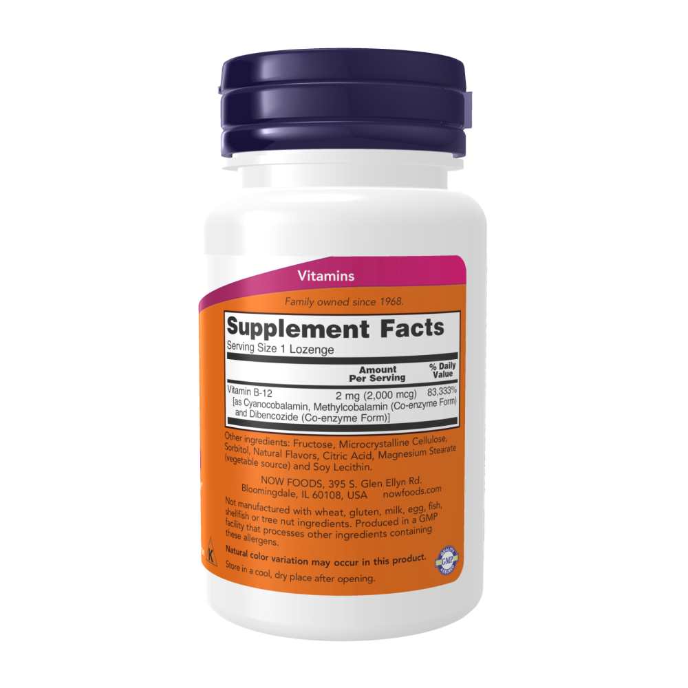 Now Foods B-12 2,000 Mcg – Triple-Form Co-Enzyme B12 for Energy & Nervous System Support – 100 Lozenges