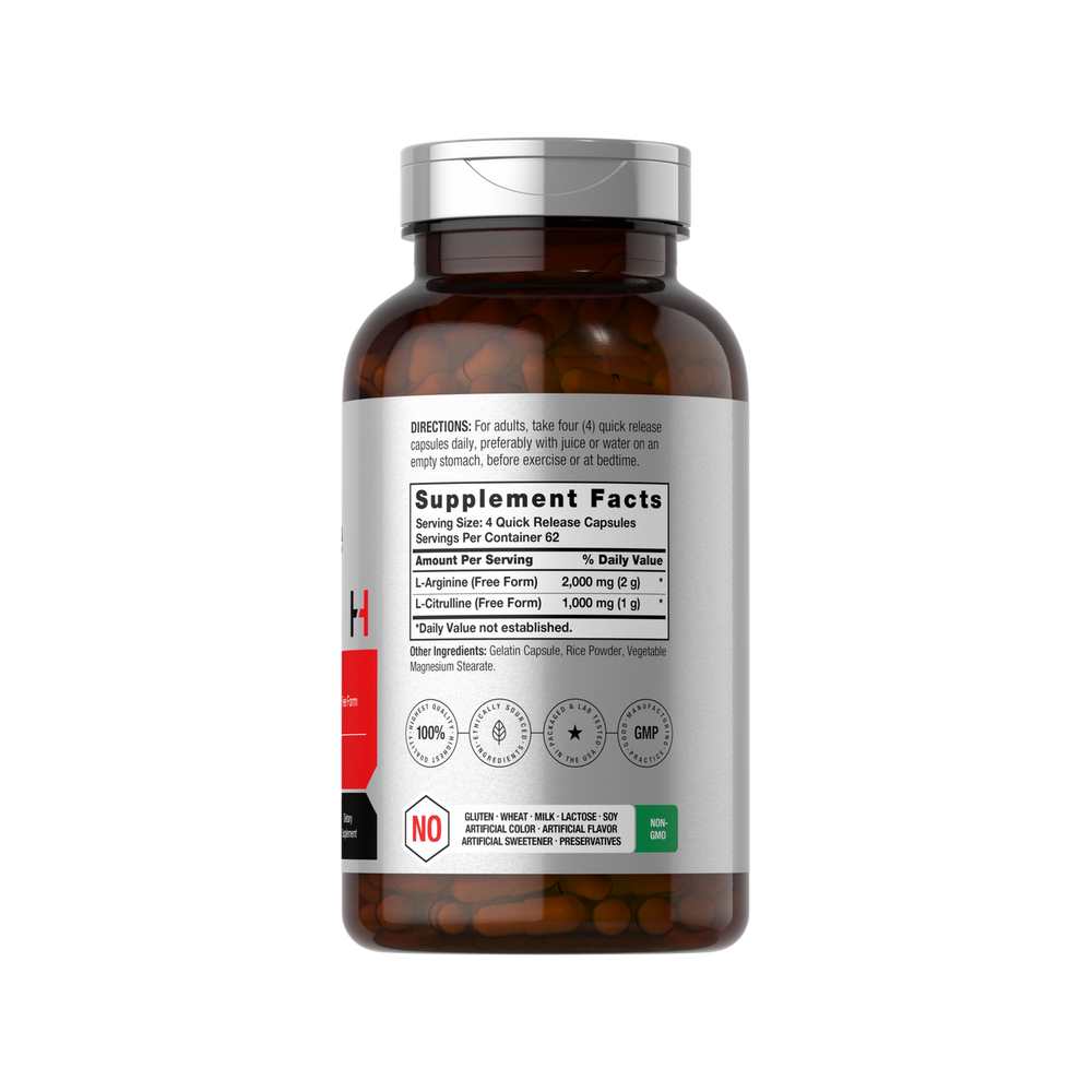 Horbäach L-Arginine L-Citrulline Complex 3000mg per Serving | 250 Capsules