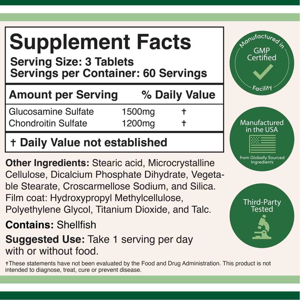 Double Wood Glucosamine & Chondroitin – 1500mg/1200mg Advanced Joint Formula | 180 Tablets