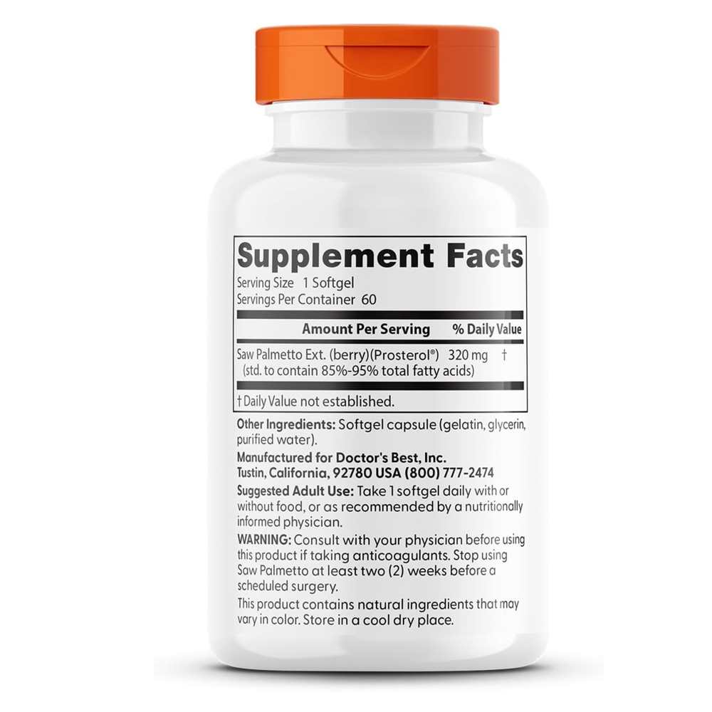 Doctor's Best Saw Palmetto with Prosterol Standardized Extract 320mg Softgels 60 Count