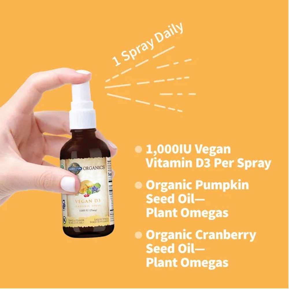 Garden of Life Organics Vegan D3 Organic Spray 1,000 Iu - Vanilla 58ml
