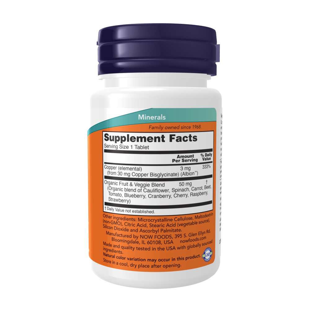 Now Foods Copper Glycinate 3 Mg – Albion™ Chelated – 120 Tablets