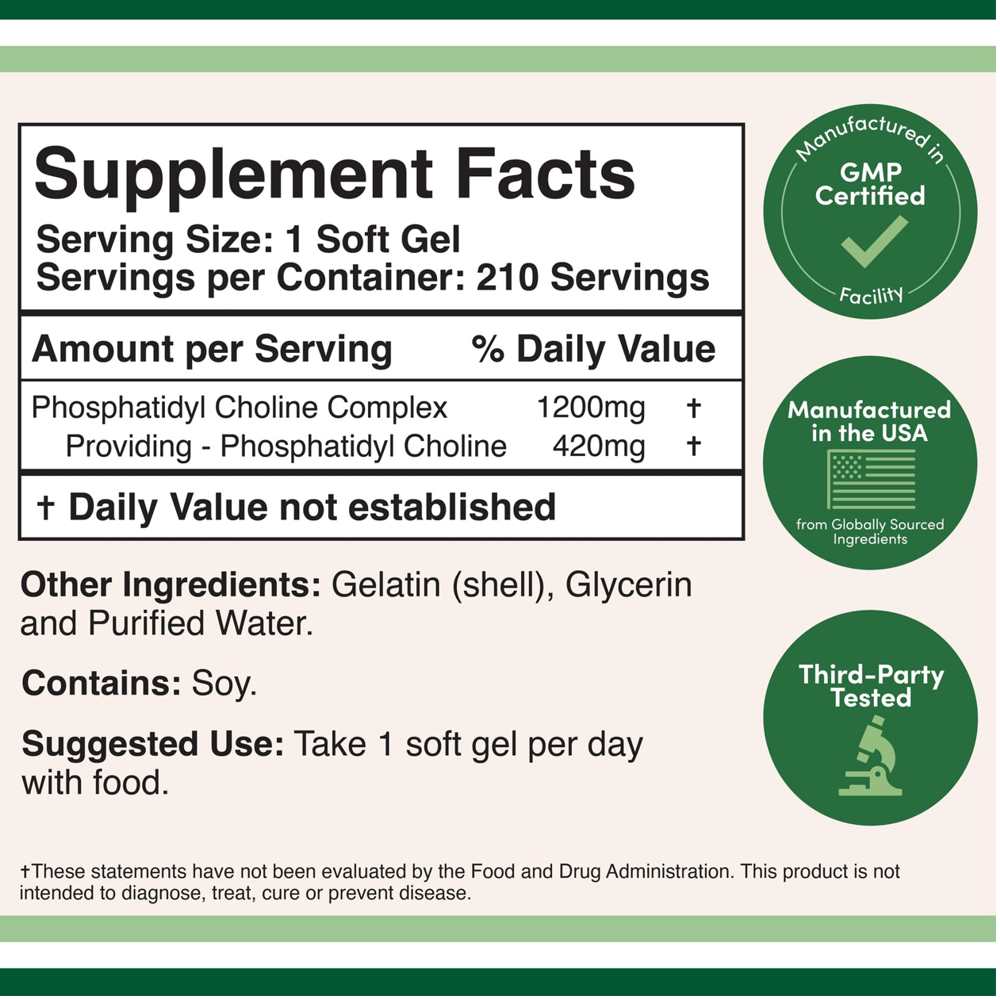 Double Wood Phosphatidyl Choline 1200mg – 210 Softgels