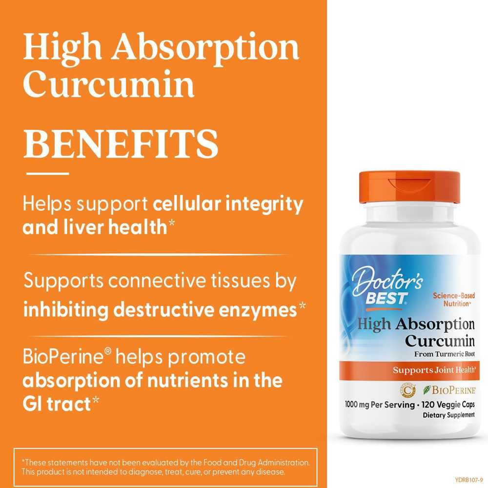 Doctor's Best High Absorption Curcumin, 1000 Mg per Serving, 120 Capsules