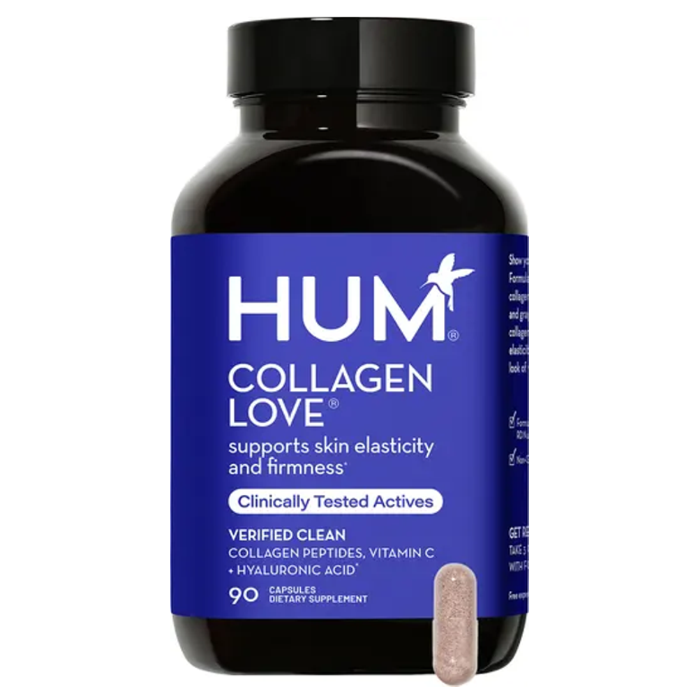 HUM Nutrition Collagen Love - Skin Elasticity & Firmness Support | Collagen Peptides, Vitamin C & Hyaluronic Acid - 90 Capsules