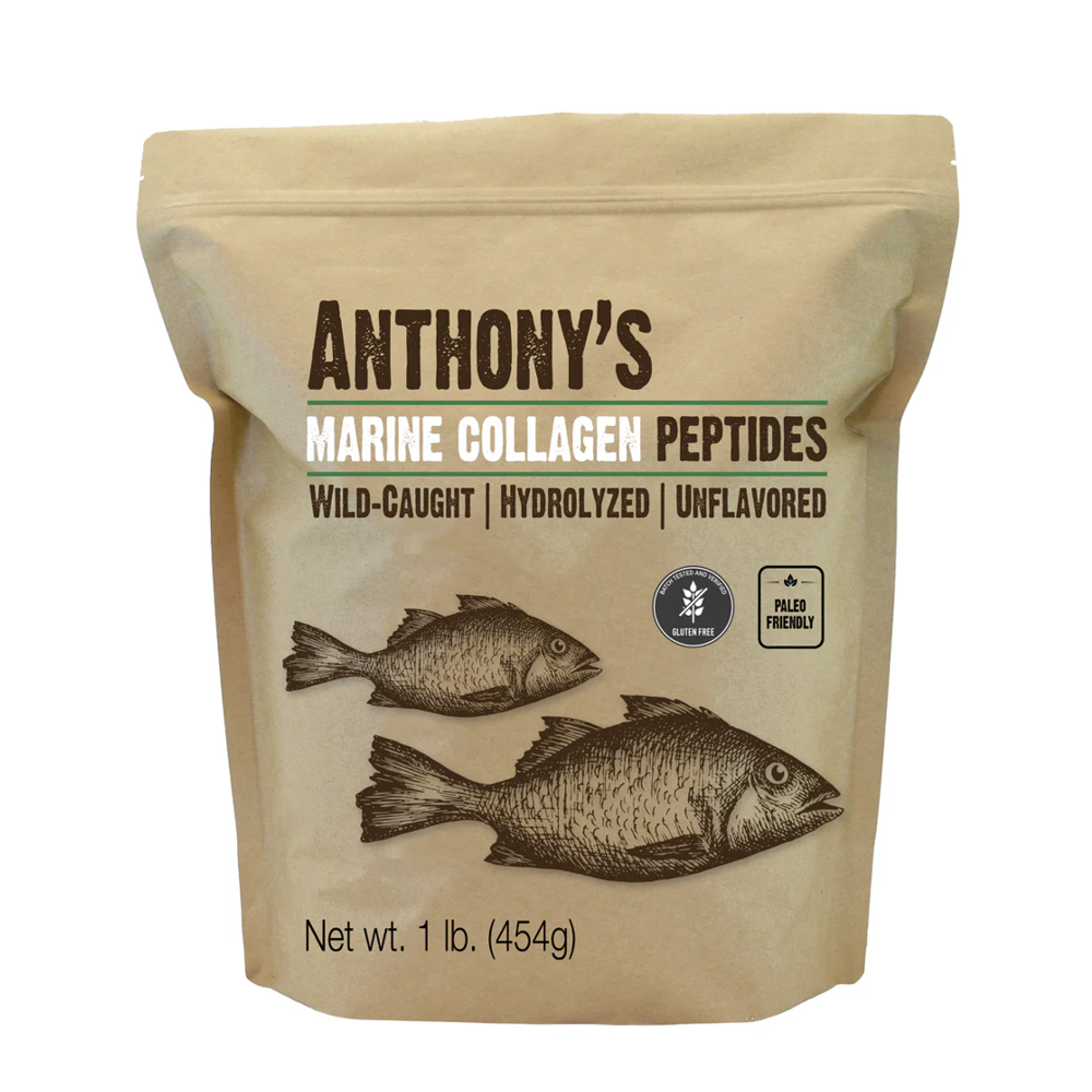 Anthony’s Marine Collagen Peptides - Wild-Caught, Hydrolyzed, Unflavored - 1 lb (454g)
