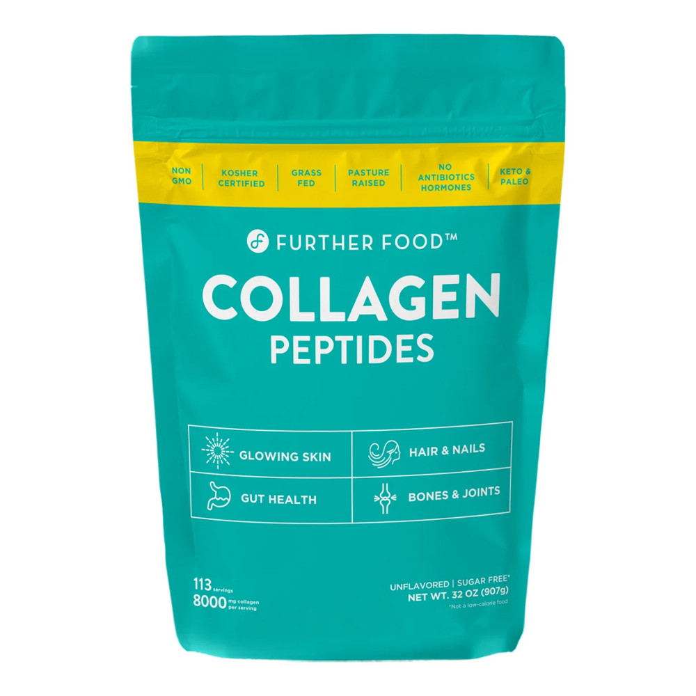 Further Food Collagen Peptides - Grass-Fed, Non-GMO, Unflavored (32oz, 113 Servings) | Skin, Hair, Joints & Gut Health