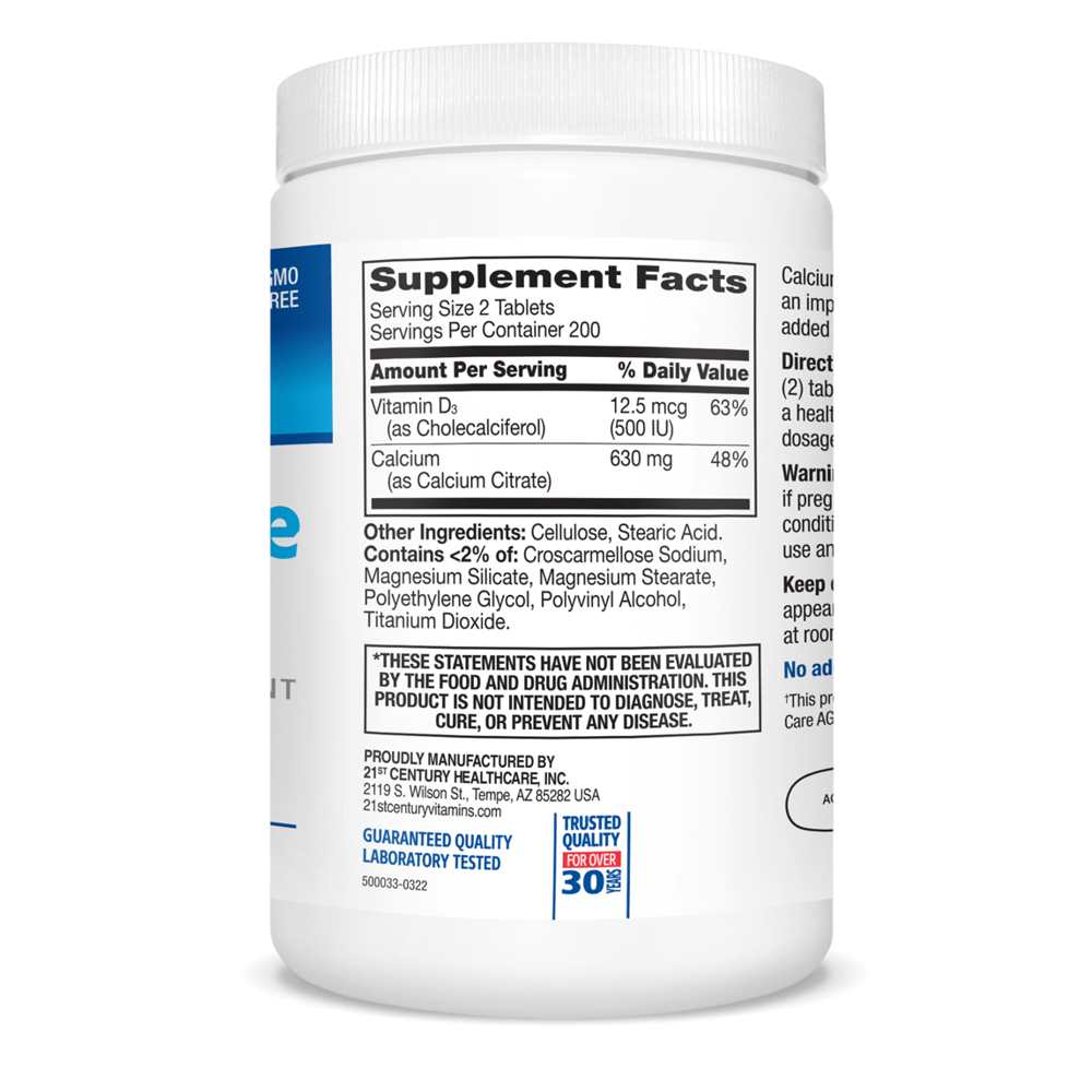 21st Century Calcium Citrate +d3 Maximum 400 Tabs