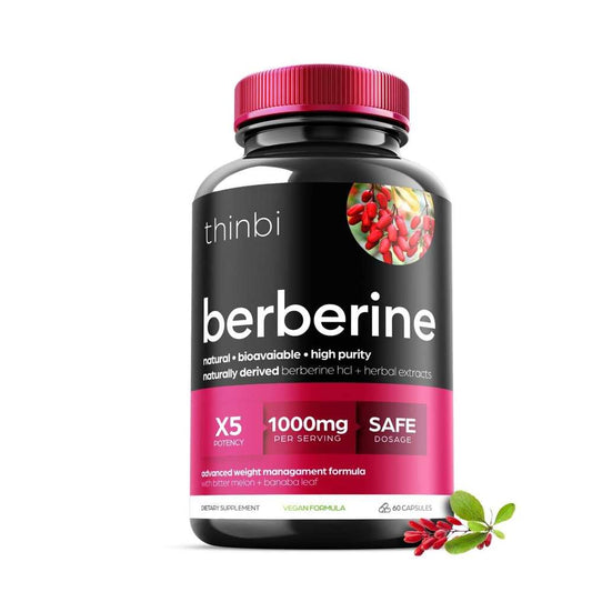 Thinbi Berberine 1000mg – Weight Loss – 60 Vegan Capsules