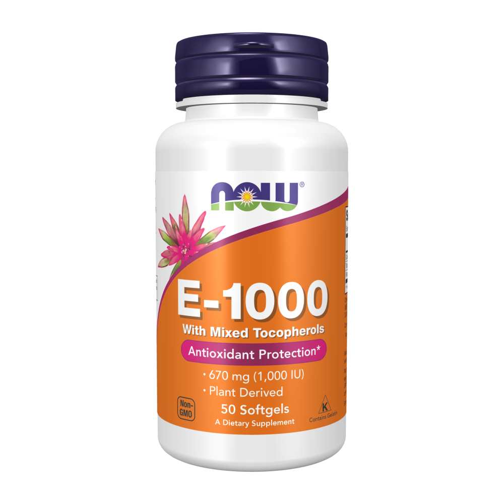 Now Foods E-1000 – 1,000 Iu Plant-Derived Vitamin E with Mixed Tocopherols – Antioxidant Protection – 50 Softgels