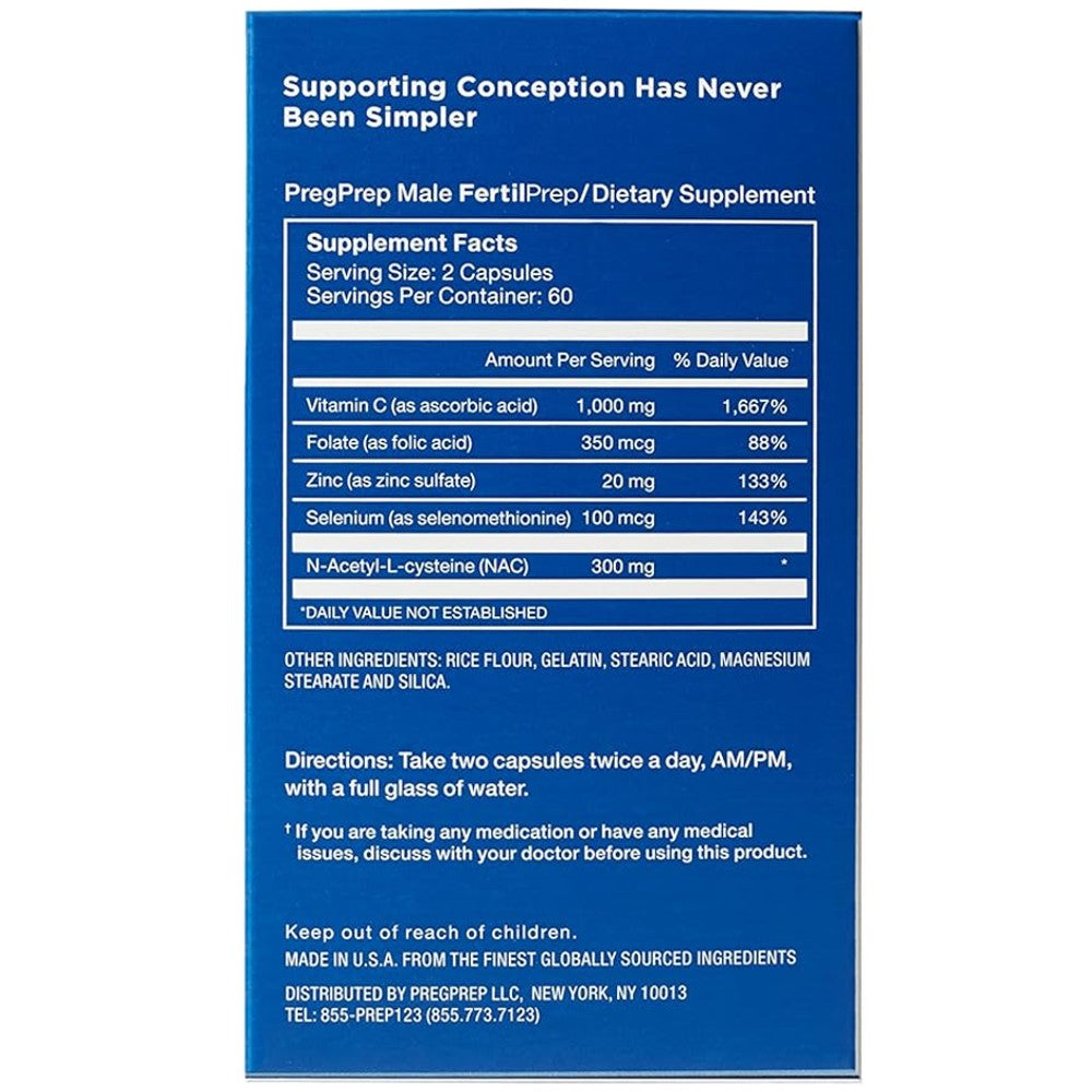 PregPrep Male FertilPrep — Sperm Health, Motility, Morphology & Concentration (120 Capsules)