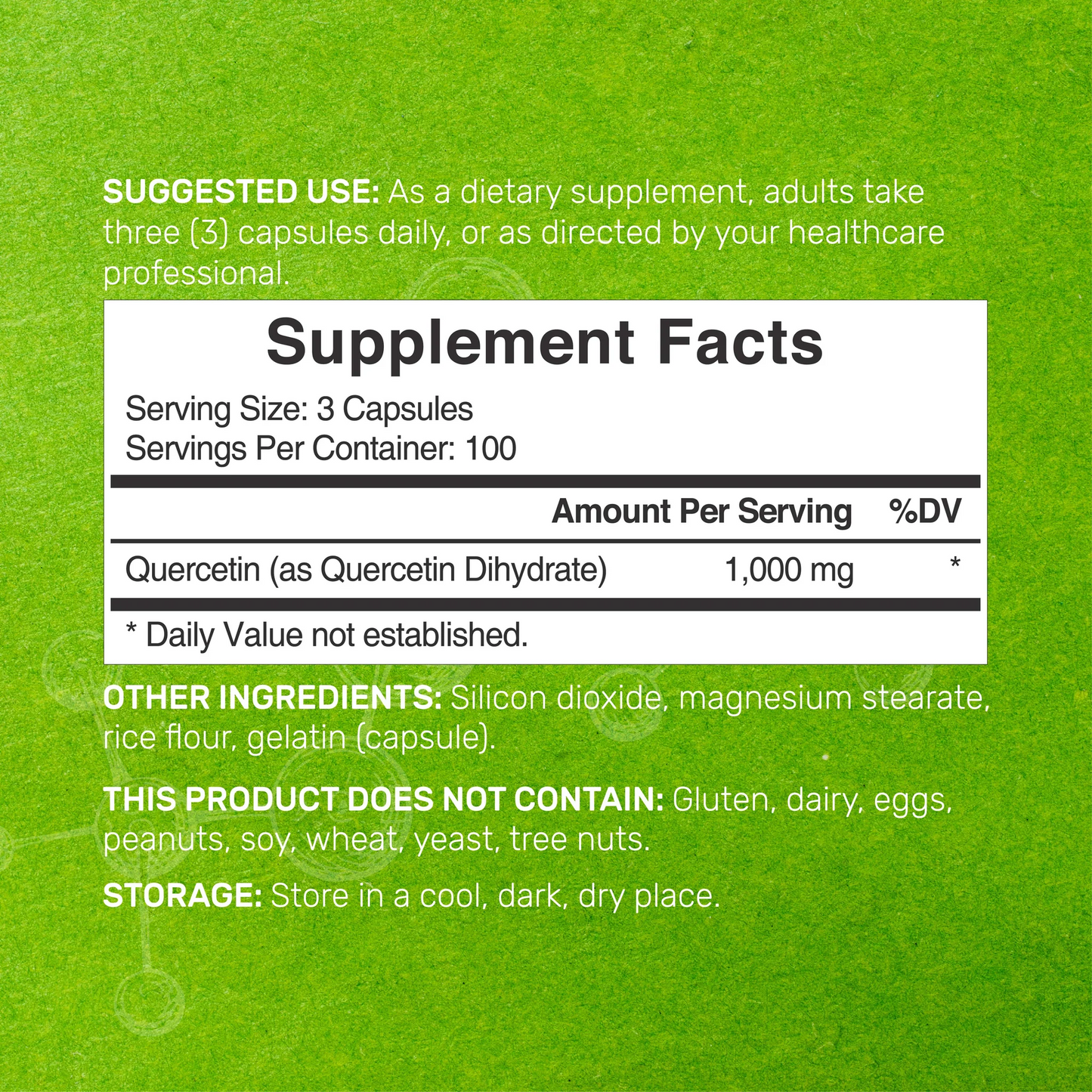 Deal Supplement Quercetin 1,000mg Per Serving, 300 Capsules