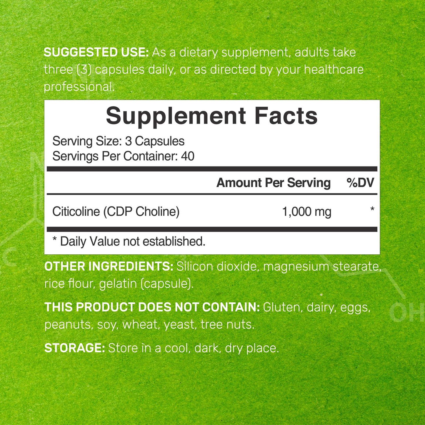 Deal Supplement Citicoline CDP Choline, 1,000mg Per Serving, 120 Capsules