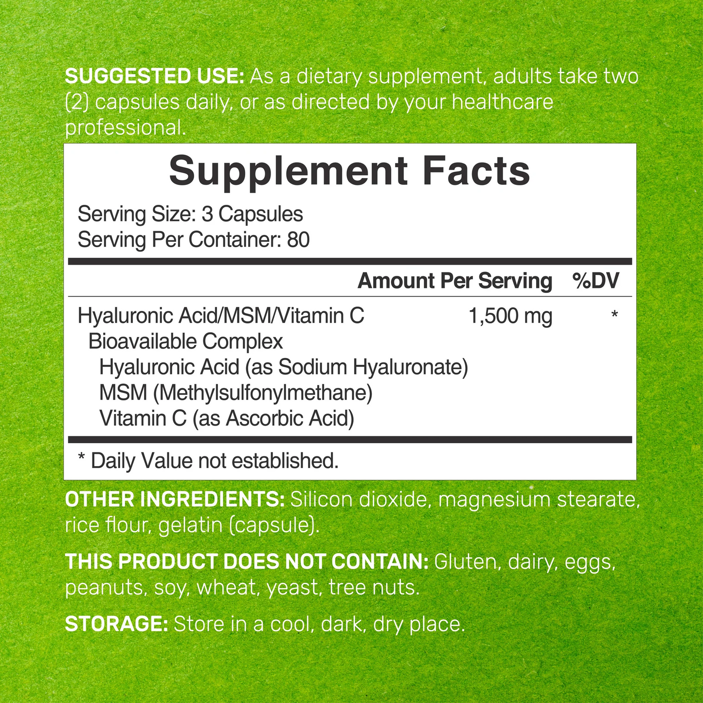 Deal Supplement Hyaluronic Acid 1,500mg – 240 Capsules