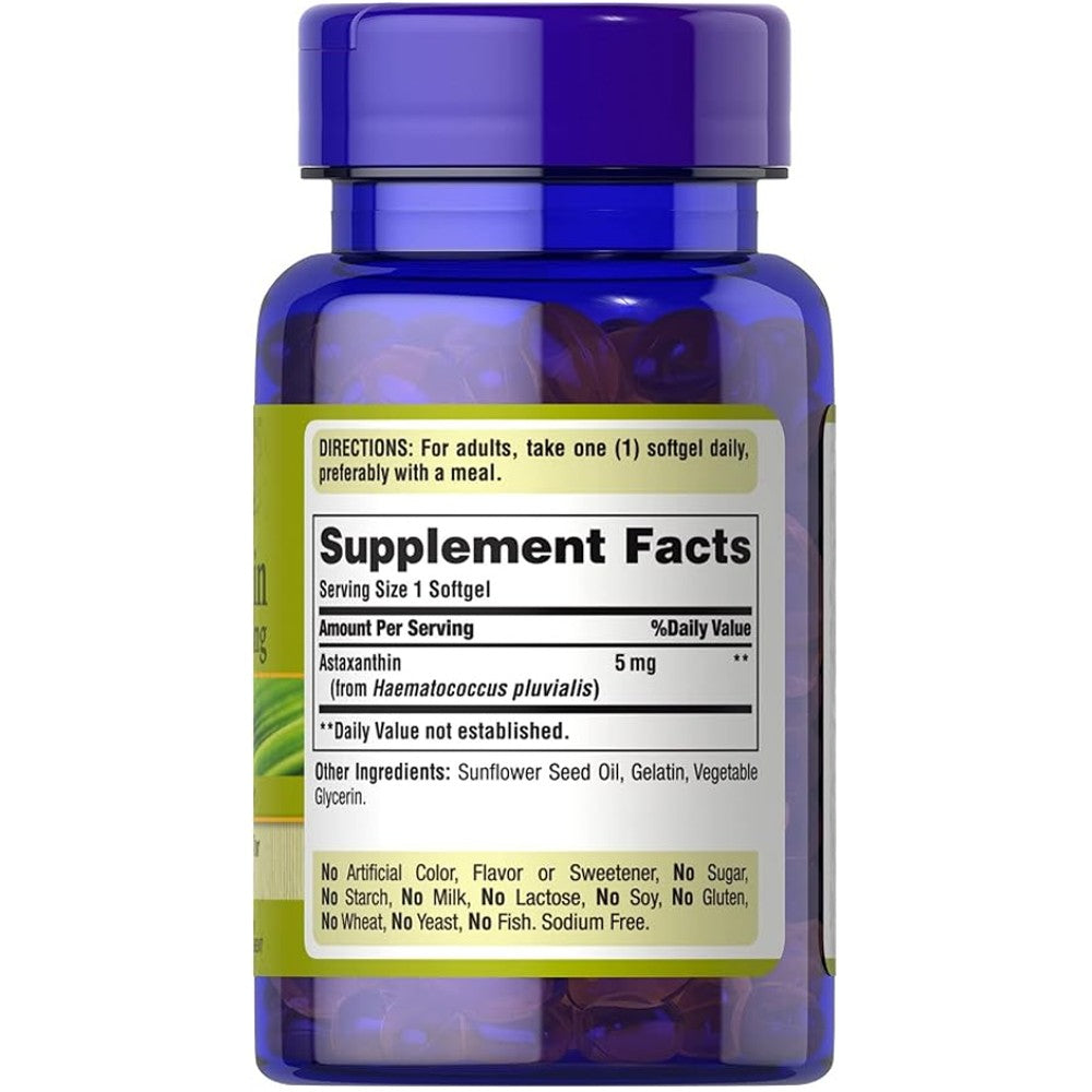 Puritan's Pride Astaxanthin 5mg - Antioxidant & Skin Aging Support
