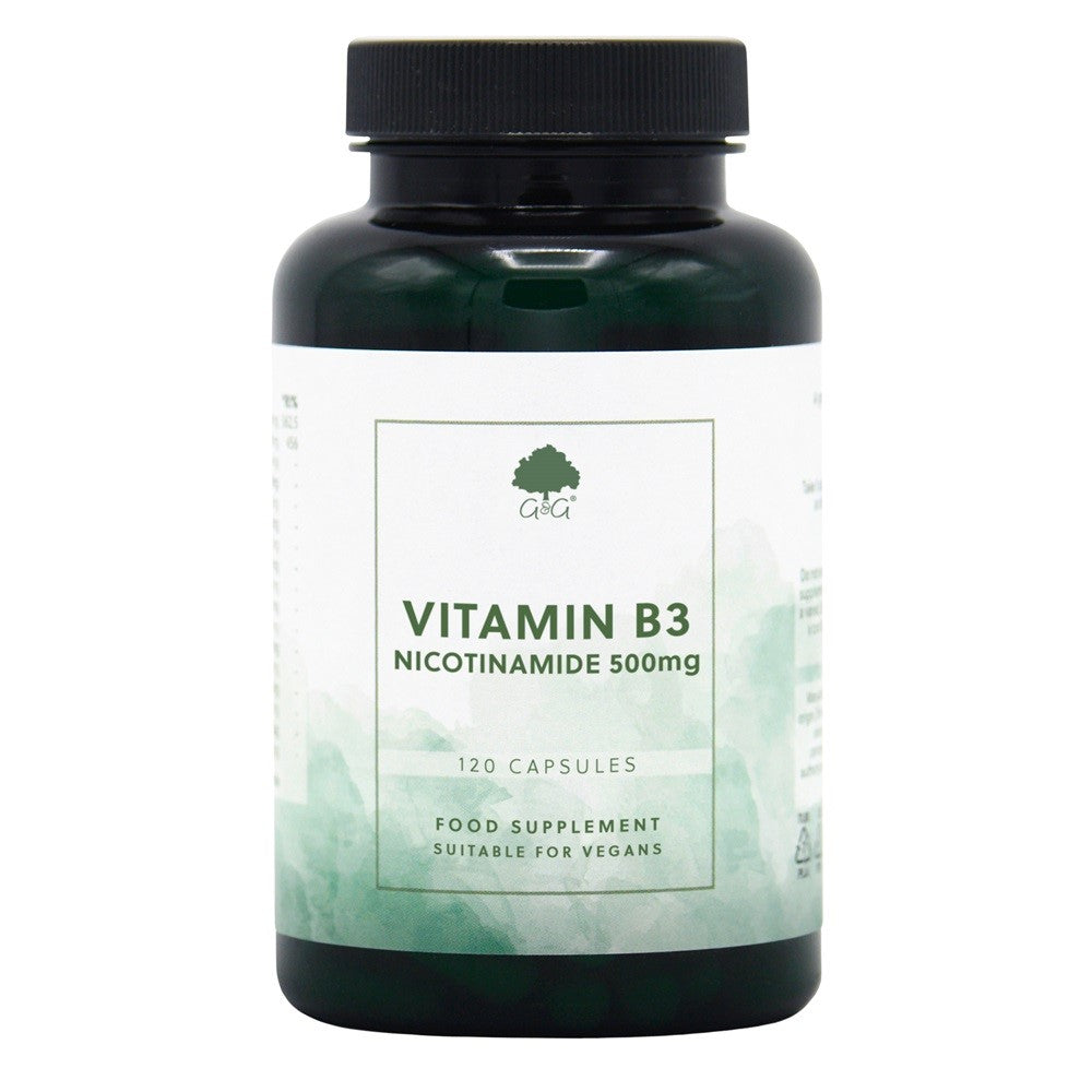 Vitamin B3 Nicotinamide 500mg – High-Potency Niacin Supplement | 120 Vegan Capsules