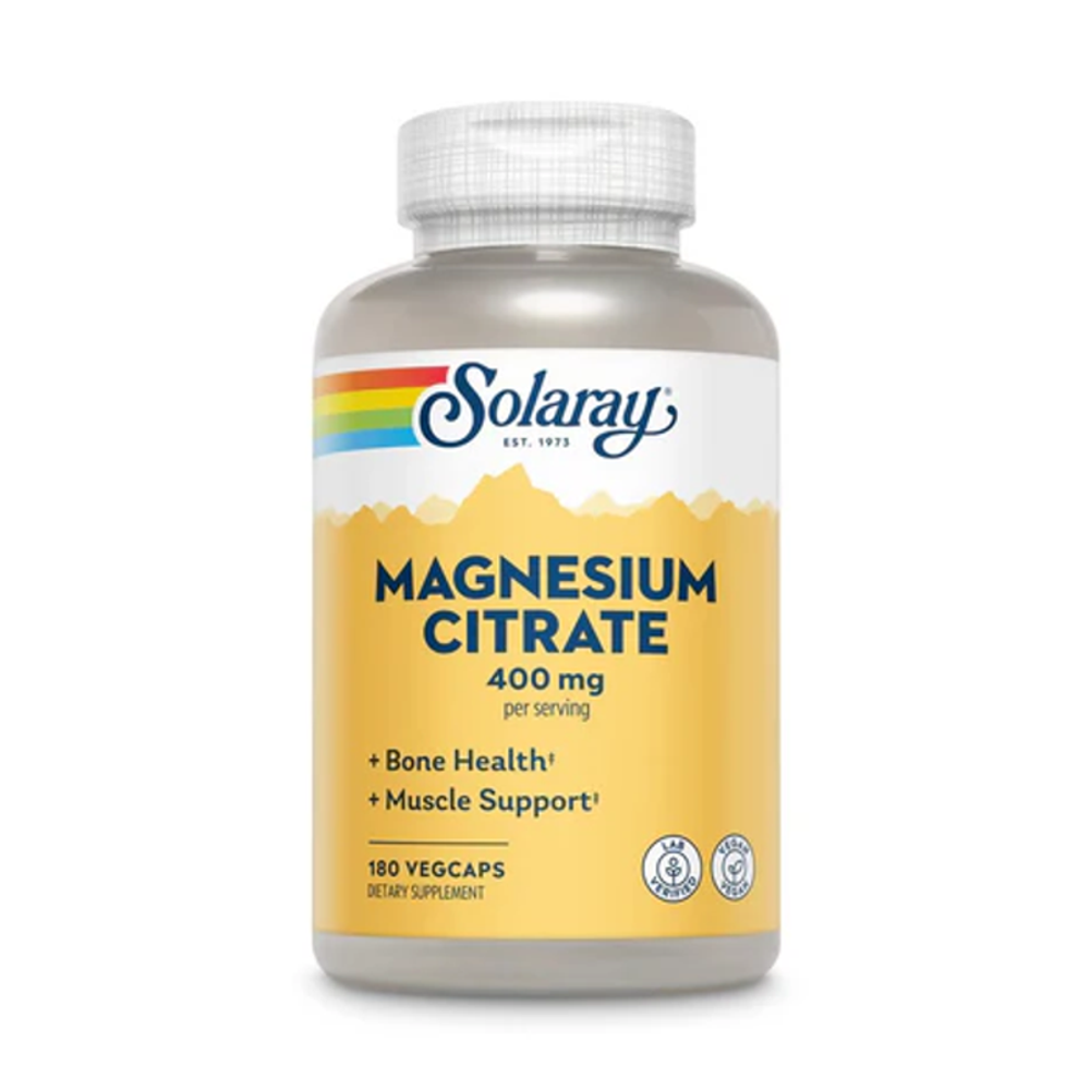 Solaray Magnesium Citrate 400mg - FDA Approved - Bone Health & Muscle Support - 180 VegCaps