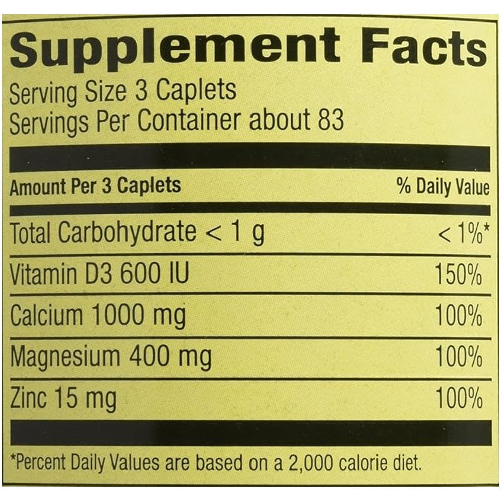 Spring Valley Calcium Magnesium & Zinc Plus Vitamin D3 250 Caplets