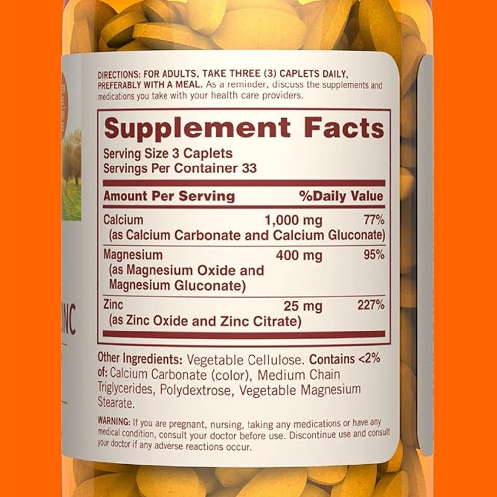 Sundown Non-GMO Calcium Magnesium & Zinc 100 Caplets