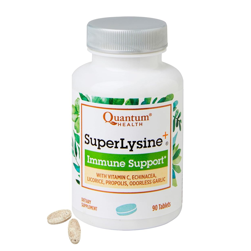 Quantum Health Super Lysine Immune Support with Vitamin C, Echinacea, Licorice, Propolis & Odorless Garlic, 180 Tablets