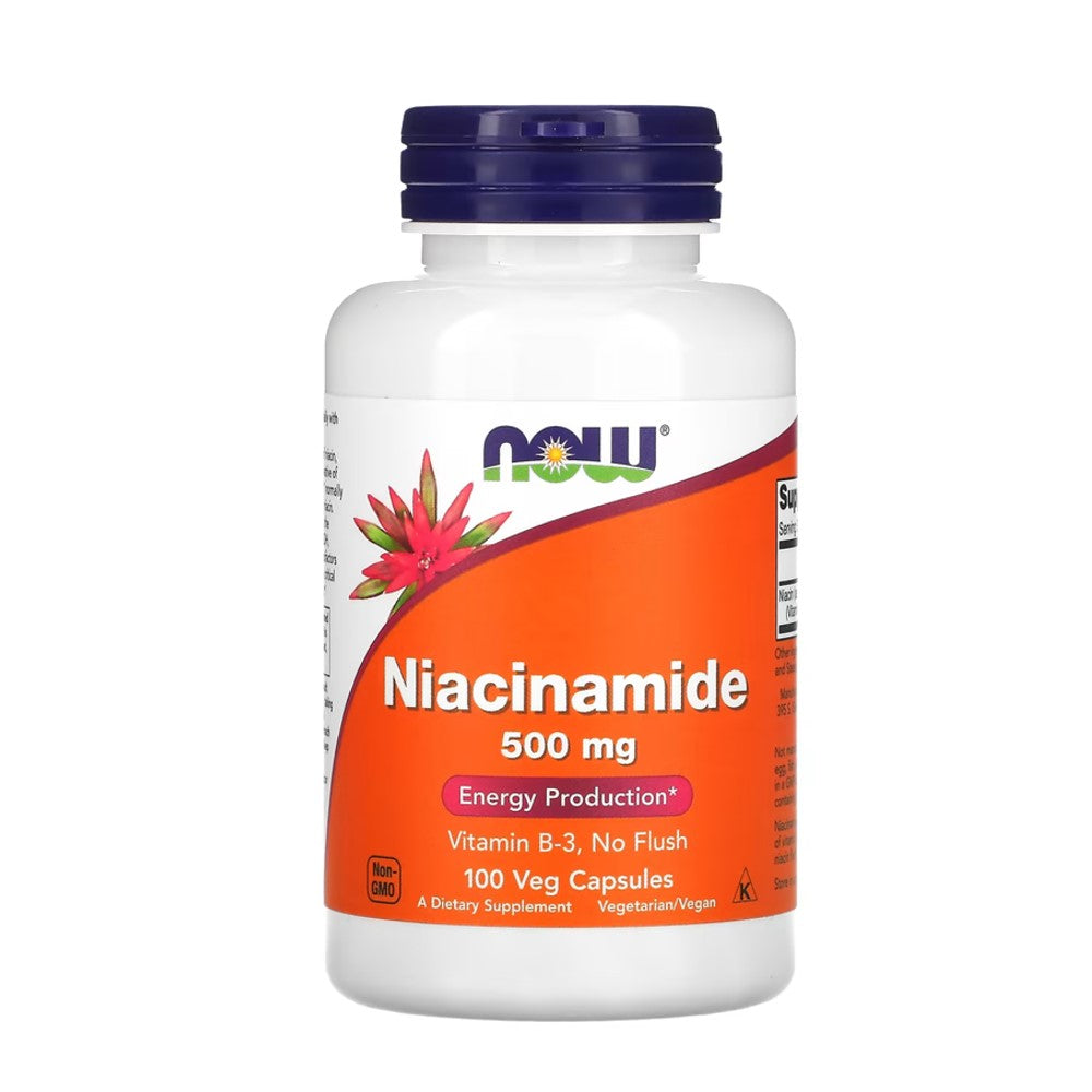 NOW Foods Niacinamide 500mg – Energy Production & Vitamin B-3 | No Flush, 100 Veg Capsules