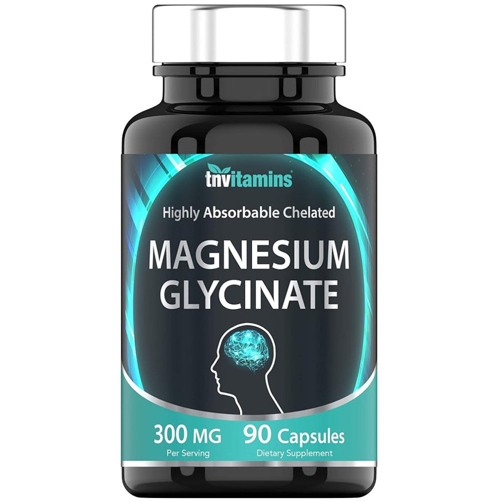 Tnvitamins Magnesium Glycinate 300mg – 90 Capsules for Muscle, Sleep & Heart Health